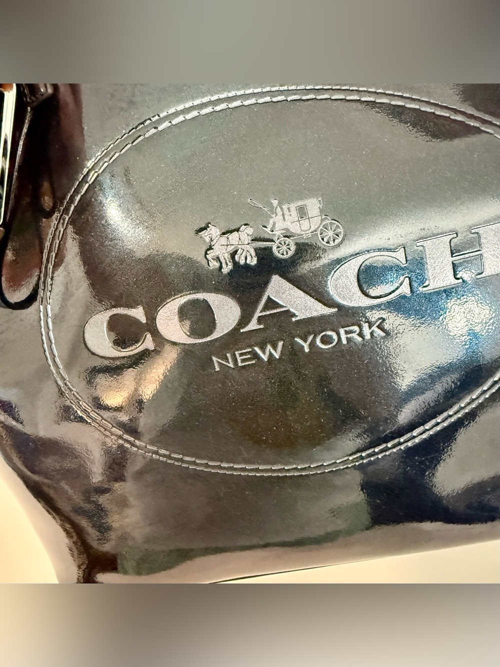 COACH Glossy Black Patent with shimmer Tote - Picture 4 of 6